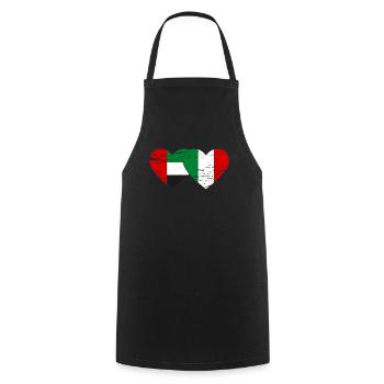 Émirats arabes unis Italie Drapeau Coeur - Tablier de cuisine - noir - Devant - AI Model Male 185 dark (185cm)