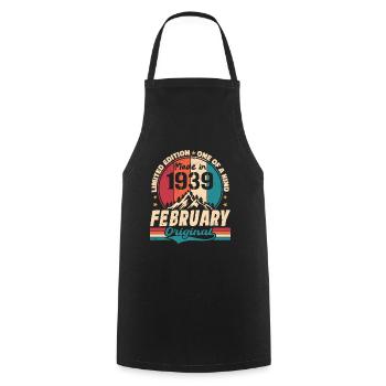 Cadeau 85e Anniversaire Vintage Né En Février 1939 - Tablier de cuisine - noir - Devant - AI Model Male 185 dark (185cm)
