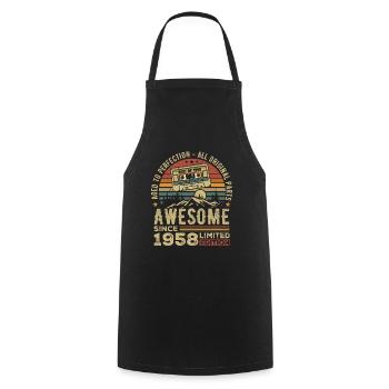 Cadeau D’anniversaire Vintage 1958 | Né en 1958 - Tablier de cuisine - noir - Devant - AI Model Male 185 dark (185cm)