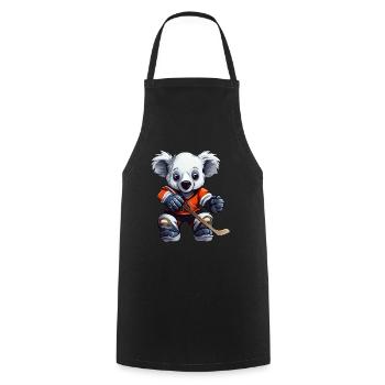 Eishockeyspieler Koala, Sportliches Tierdesign - Kochschürze - Schwarz - Vorne - AI Model Male 185 dark (185cm)