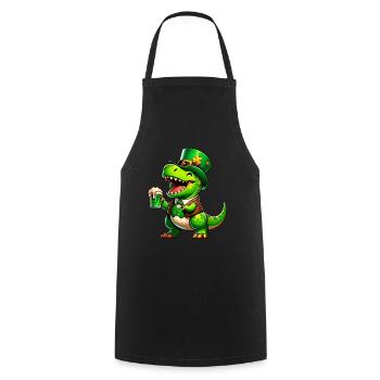 Chemise de fête amusante T-Rex Beer de la Saint-Patrick - Tablier de cuisine - noir - Devant - AI Model Male 185 dark (185cm)