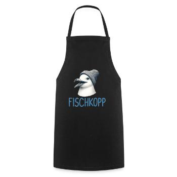 Gute Laune Fischkopp - Moin Möwe mit Beanie Mütze - Kochschürze - Schwarz - Vorne - AI Model Male 185 dark (185cm)