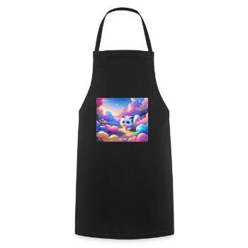 Un chat d’anime mignon dans un jardin de nuages coloré - Tablier de cuisine - noir - Devant - AI Model Male 185 dark (185cm)