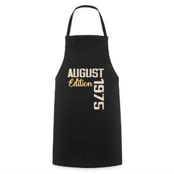 Anniversaire Août 1975 - Edition Limitée Août 1975 - Tablier de cuisine - noir - Devant - AI Model Male 185 dark (185cm)
