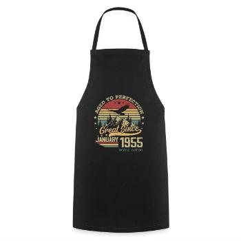 69 years old Aged to perfection born: January 1955 - Cooking Apron - black - Front - AI Model Male 185 dark (185cm)