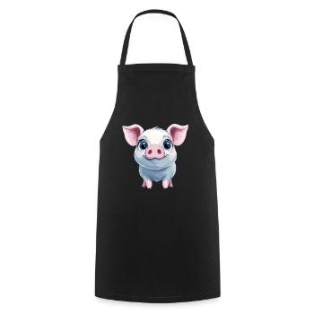 Cochon rose heureux - Tablier de cuisine - noir - Devant - AI Model Male 185 dark (185cm)