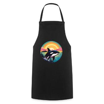 Orca at sunset - Cooking Apron - black - Front - AI Model Male 185 dark (185cm)