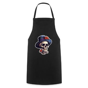 Halloween Skull with Top Hat - Cooking Apron - black - Front - AI Model Male 185 dark (185cm)