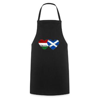 Hungary Scotland Flag Heart Used - Cooking Apron - black - Front - AI Model Male 185 dark (185cm)