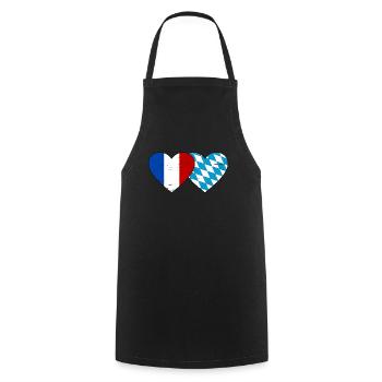 France Bavaria Flag Heart used - Cooking Apron - black - Front - AI Model Male 185 dark (185cm)