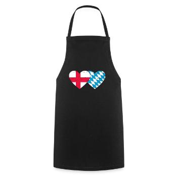 England Bavaria Flag Heart used - Cooking Apron - black - Front - AI Model Male 185 dark (185cm)