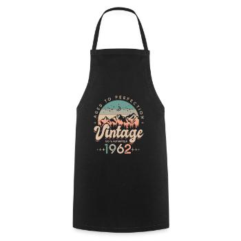 1962 Vintage anniversaire 60 ans - Tablier de cuisine - noir - Devant - AI Model Male 185 dark (185cm)
