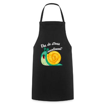 Pas de stress escargot drôle et endormi - Tablier de cuisine - noir - Devant - AI Model Male 185 dark (185cm)