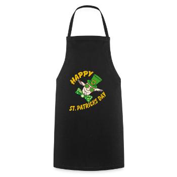 Happy St. Patrick's Day Funny Crazy Goat - Cooking Apron - black - Front - AI Model Male 185 dark (185cm)