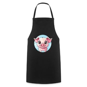 Happy Piggy - Cooking Apron - black - Front - AI Model Male 185 dark (185cm)