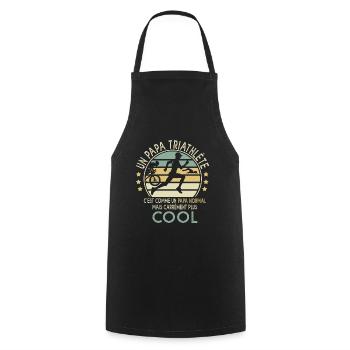 un papa triathlète c cool cadeau sport triathlon - Tablier de cuisine - noir - Devant - AI Model Male 185 dark (185cm)