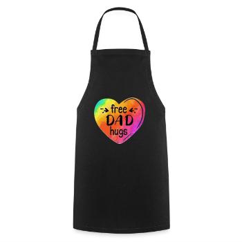 LGBTQIA LGBT Free Dad Hugs Rainbow Heart Gay Pride - Kochschürze - Schwarz - Vorne - AI Model Male 185 dark (185cm)
