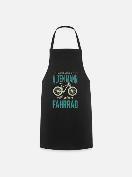Alter Mann mit Fahrrad Geschenk - Kochschürze - Schwarz
