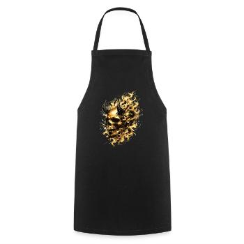 Fire Skull Flames Inferno Mystical & Noble - Cooking Apron - black - Front - AI Model Male 185 dark (185cm)
