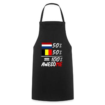 50% Pays-Bas 50% Belgique - Tablier de cuisine - noir - Devant - AI Model Male 185 dark (185cm)