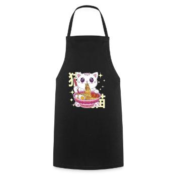 Ramen Cat Kawaii Noodles Japanese Ramen Cat - Cooking Apron - black - Front - AI Model Male 185 dark (185cm)