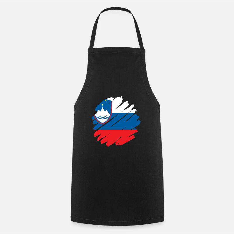 Slovénie Drapeau Balkan Drapeau Slovène Vintage - Tablier de cuisine - noir