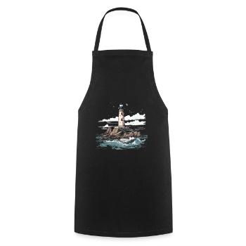 Lighthouse Coast Sea Sea Ocean Baltic Sea North Sea - Cooking Apron - black - Front - AI Model Male 185 dark (185cm)
