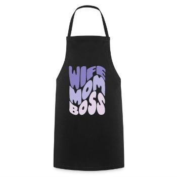 Wife, mom, boss – tribute to mom - Cooking Apron - black - Front - AI Model Male 185 dark (185cm)