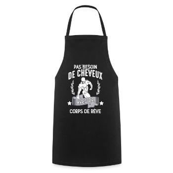 Moi je n'ai pas de cheveux cadeau homme - Tablier de cuisine - noir - Devant - AI Model Male 185 dark (185cm)
