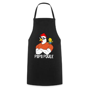 Mon Papa poule Et moi Cadeau Humour père - Tablier de cuisine - noir - Devant - AI Model Male 185 dark (185cm)