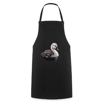 Baby Swan Bird Chick - Cooking Apron - black - Front - AI Model Male 185 dark (185cm)