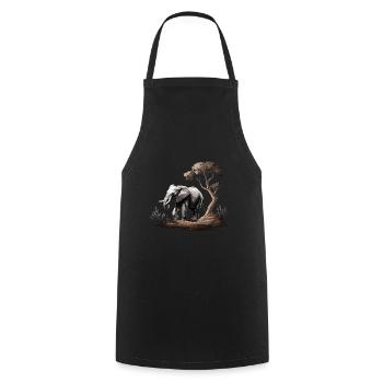 Eléphant Afrique Asie Animal - Tablier de cuisine - noir - Devant - AI Model Male 185 dark (185cm)