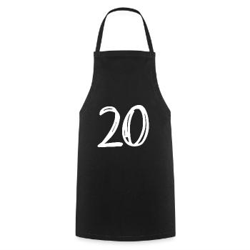 20 ANS. 20e ANNIVERSAIRE. ANNIVERSAIRE 20 ANS. 20 - Tablier de cuisine - noir - Devant - AI Model Male 185 dark (185cm)