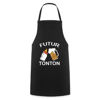 Futur tonton Cadeau Frere Annonce Grossesse - Tablier de cuisine - noir - Devant - AI Model Male 185 dark (185cm)