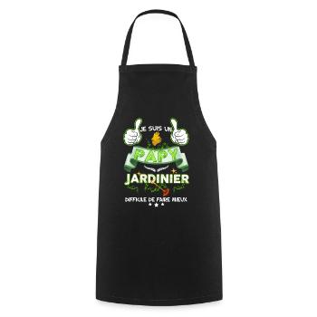 Papy Jardinier, citation humour - Tablier de cuisine - noir - Devant - AI Model Male 185 dark (185cm)