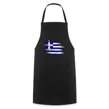 Greece flag used - Cooking Apron - black - Front - AI Model Male 185 dark (185cm)