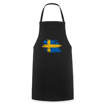 Sweden flag used - Cooking Apron - black - Front - AI Model Male 185 dark (185cm)