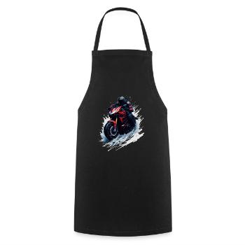 Moto sport - Tablier de cuisine - noir - Devant - AI Model Male 185 dark (185cm)