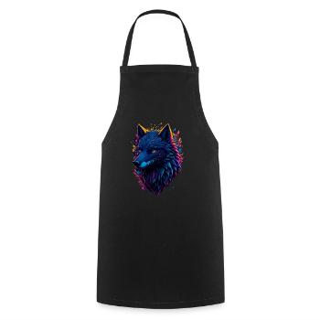 colorful abstract wolf - Cooking Apron - black - Front - AI Model Male 185 dark (185cm)