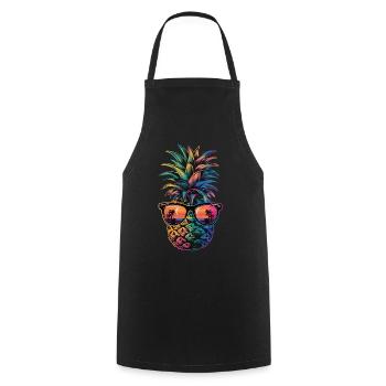 Ananas tropische hawaiianische Frucht - Kochschürze - Schwarz - Vorne - AI Model Male 185 dark (185cm)