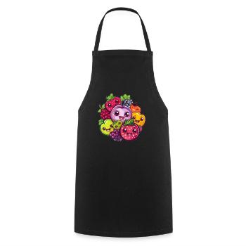 Fruit faces in a circle - Cooking Apron - black - Front - AI Model Male 185 dark (185cm)