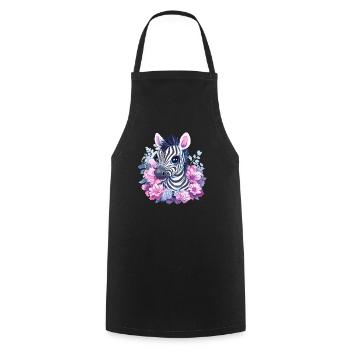 Cute zebra with flowers - Cooking Apron - black - Front - AI Model Male 185 dark (185cm)