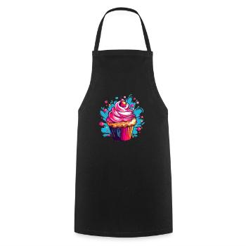 Bunter Cupcake Pop-Art - Kochschürze - Schwarz - Vorne - AI Model Male 185 dark (185cm)