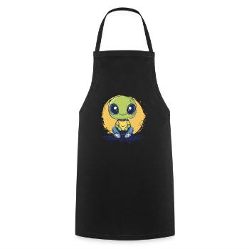 Cute Alien Boy - Cooking Apron - black - Front - AI Model Male 185 dark (185cm)