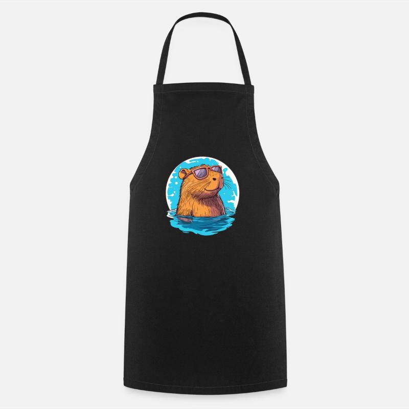Capybara mit Sonnenbrille - Kochschürze - Schwarz