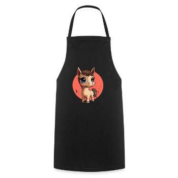 Mignon poney dessin animé - Tablier de cuisine - noir - Devant - AI Model Male 185 dark (185cm)