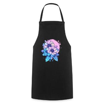 Éclaboussure de fleurs au néon - Tablier de cuisine - noir - Devant - AI Model Male 185 dark (185cm)