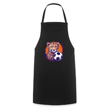 Cheetah with football - Cooking Apron - black - Front - AI Model Male 185 dark (185cm)