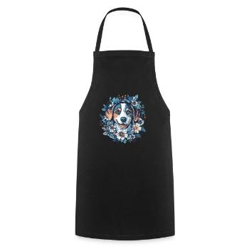 Chien de fleur avec sourire - Tablier de cuisine - noir - Devant - AI Model Male 185 dark (185cm)