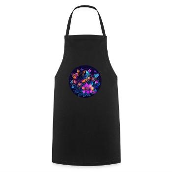 Glowing butterfly language - Cooking Apron - black - Front - AI Model Male 185 dark (185cm)